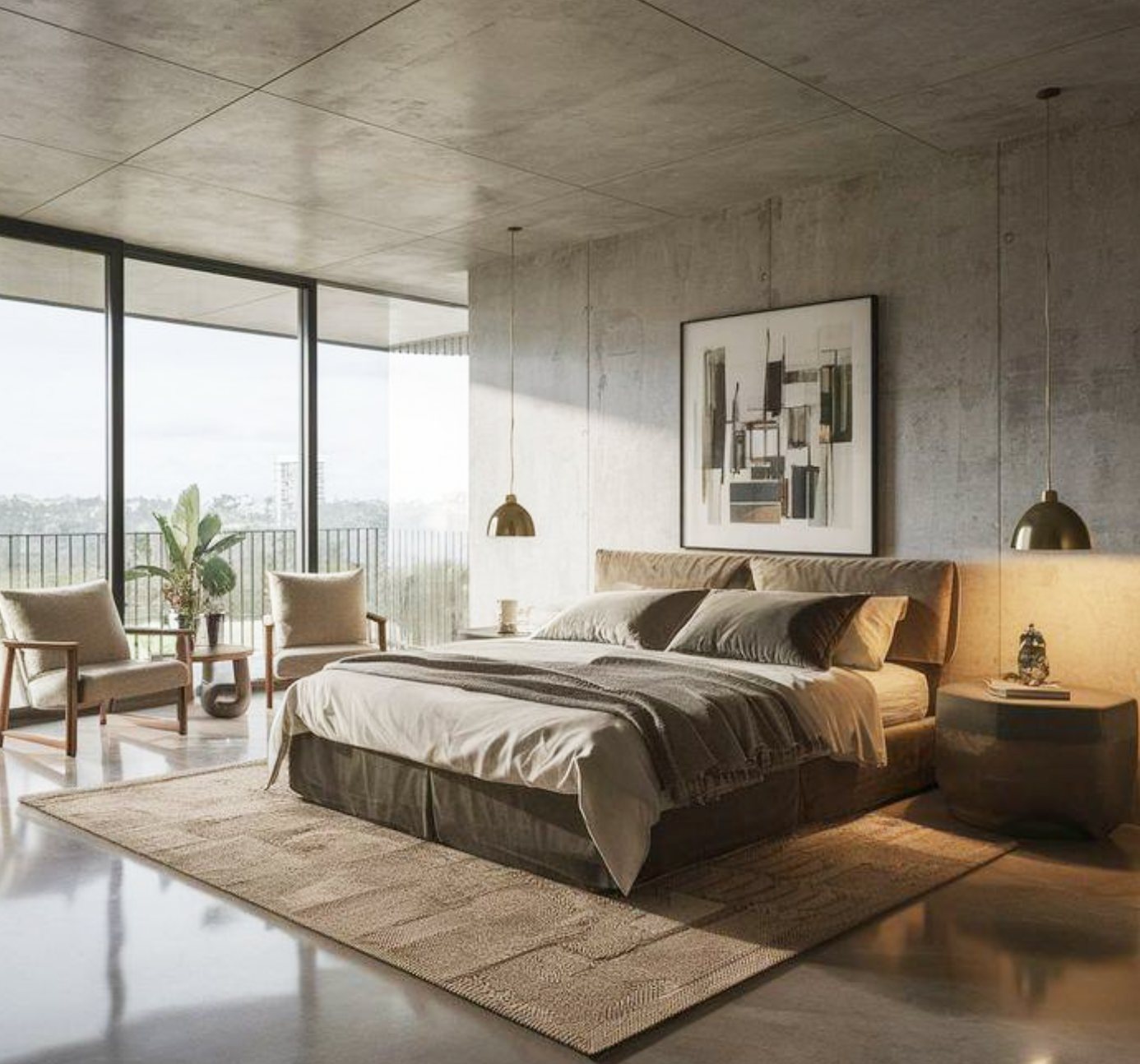 Master bedroom with skyline view
