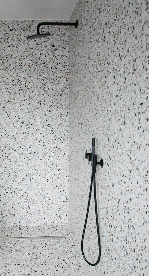 Terrazzo walk-in shower