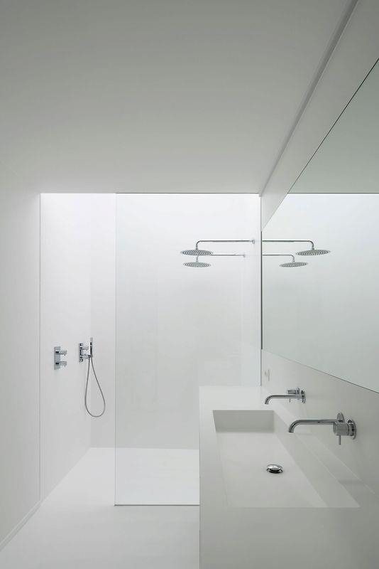 Minimal bathroom with floating vanity
